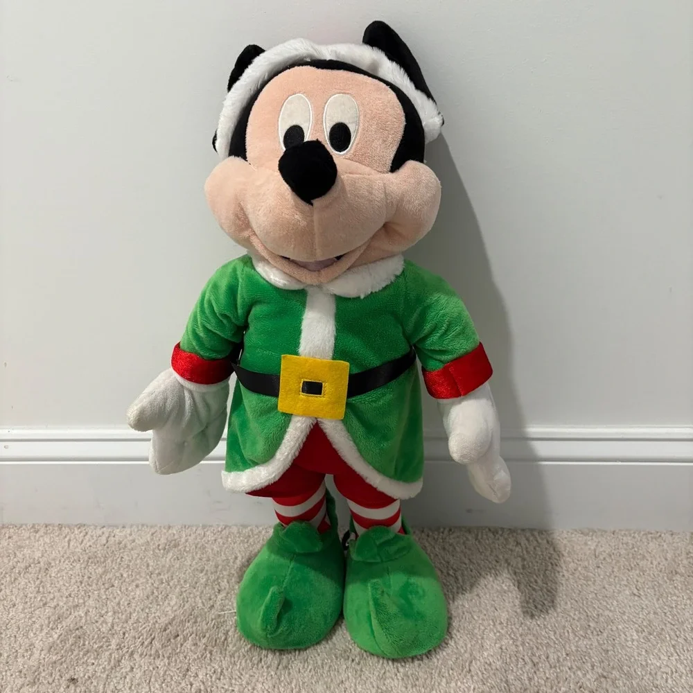 Gemmy Disney Mickey Mouse Elf Standing Porch Greeter Plush 22